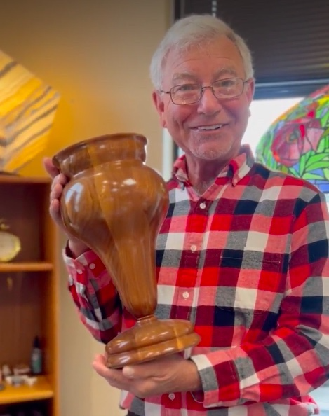 Walnut handcrafted vase by Gary Joslin of Joslin's Jewelry.